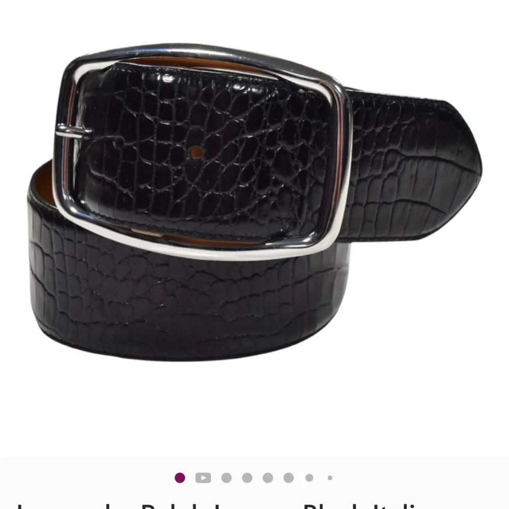Lauren Ralph Lauren Black Croc-Embossed Belt - Picture 1 of 7